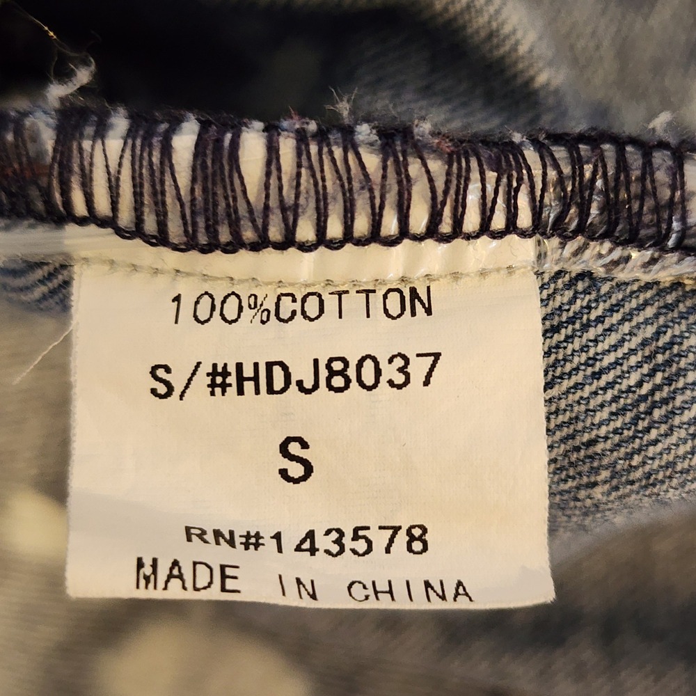 Akira Chicago Denim Jacket Womens Small Blue Bleached Distressed Grunge casual - Picture 14 of 15